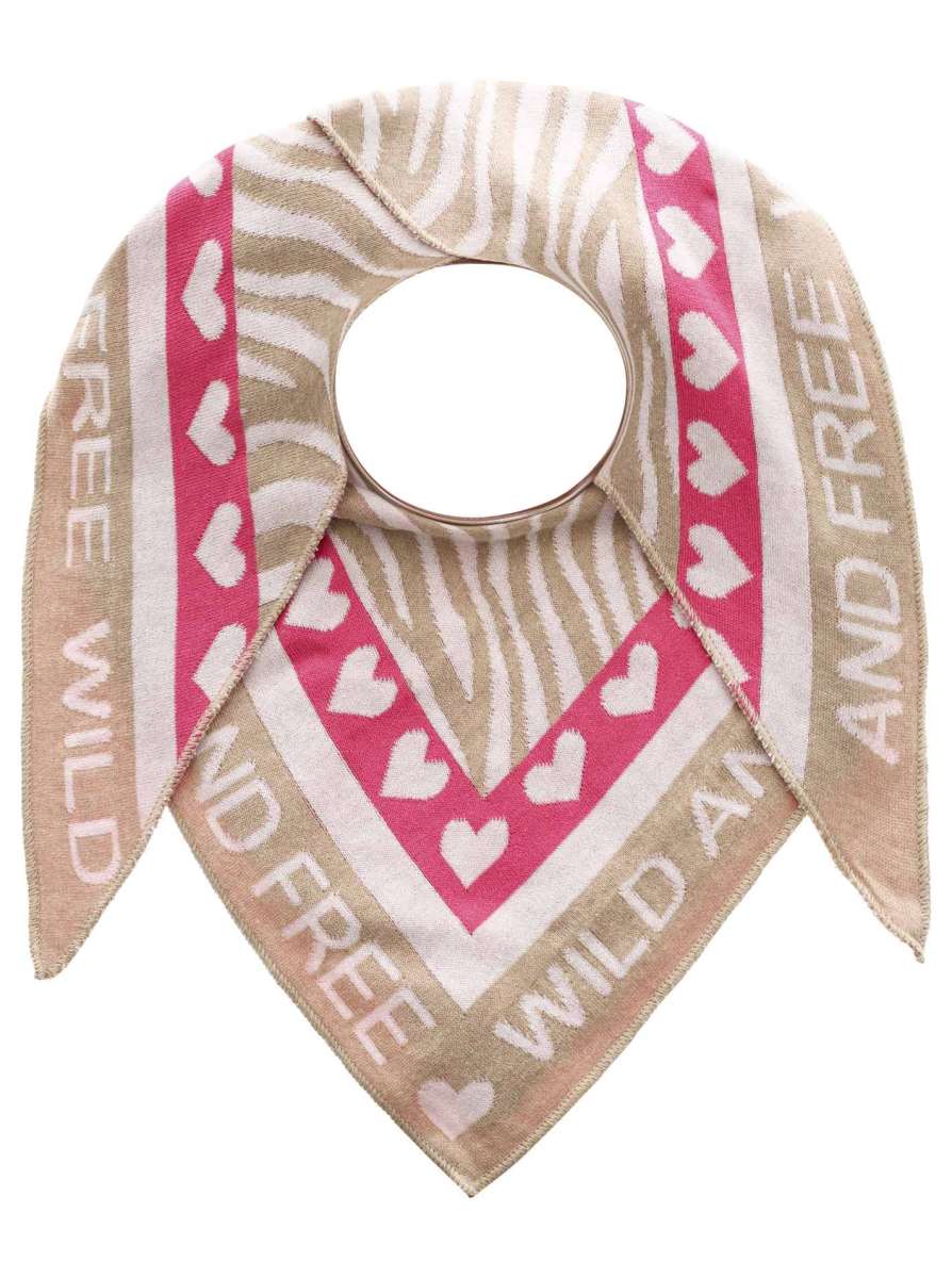 💕 Zwillingsherz Dreieckstuch "Zebra Love" Baumwolle Beige Pink