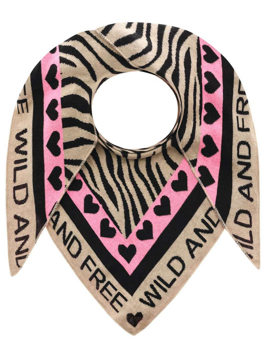 💕 Zwillingsherz Dreieckstuch "Zebra Love" Baumwolle Beige Schwarz Pink