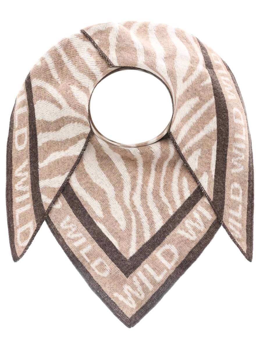 💕 Zwillingsherz Dreieckstuch "Zebra Wild" Wolle Kaschmir Beige