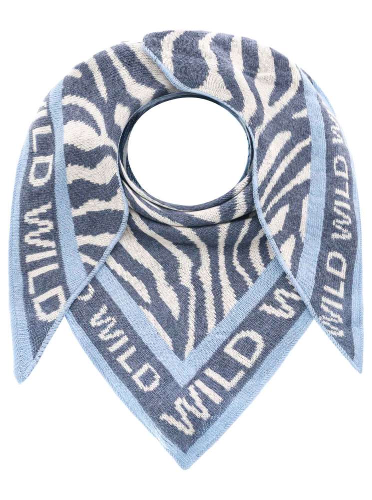 💕 Zwillingsherz Dreieckstuch "Zebra Wild" Wolle Kaschmir Blau