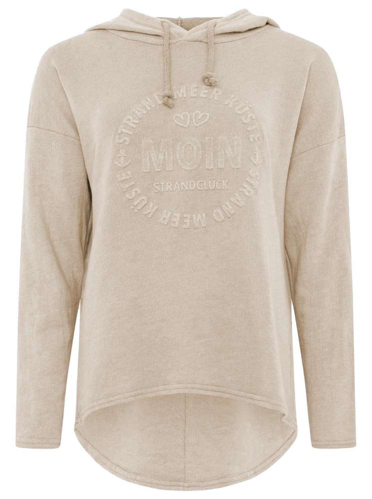 💕 Zwillingsherz Hoodie "Moin Strandglück" Stempeldruck Baumwolle Beige