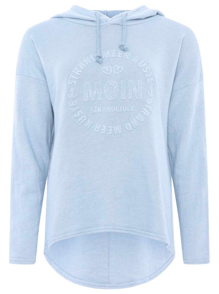 💕 Zwillingsherz Hoodie "Moin Strandglück" Stempeldruck Baumwolle Hellblau