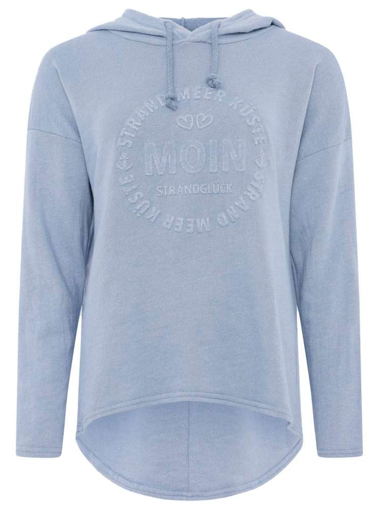 💕 Zwillingsherz Hoodie "Moin Strandglück" Stempeldruck Baumwolle Jeansblau