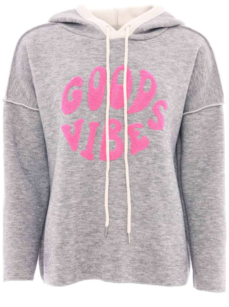 💕 Zwillingsherz Hoodie Double Face "Good Vibes" Grau