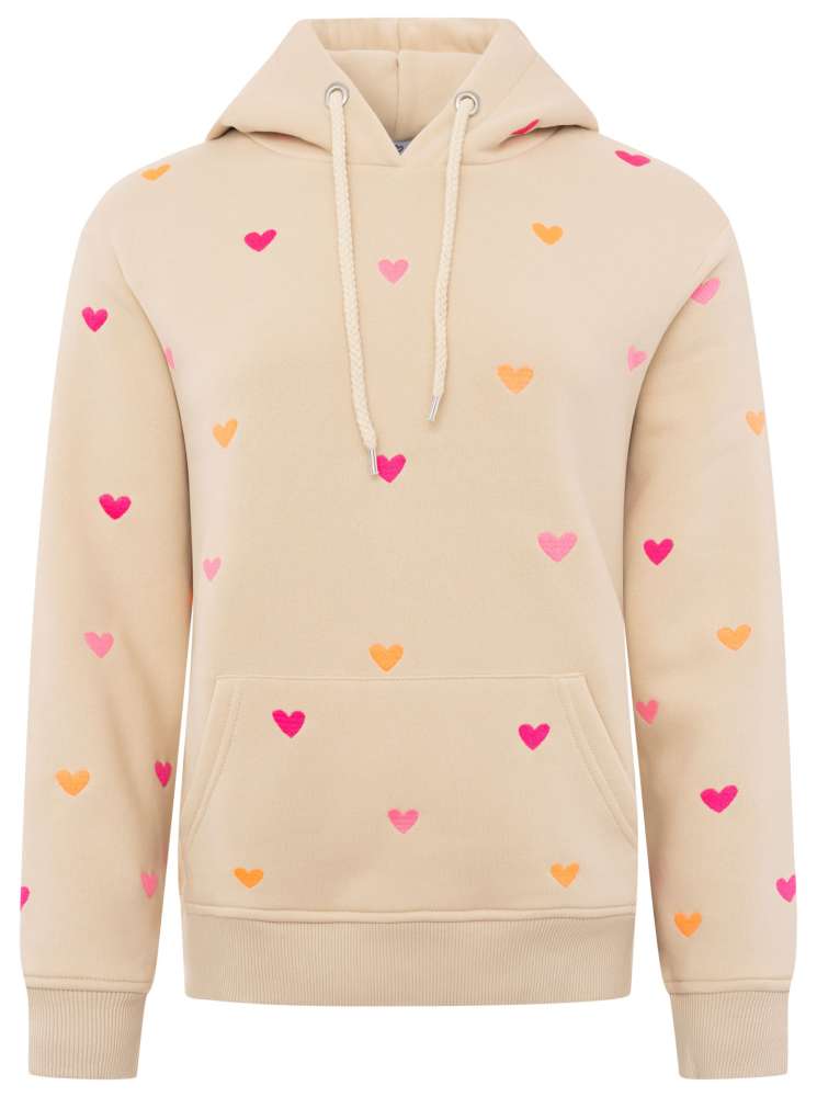 💕 Zwillingsherz Hoodie Sweatshirt "Hearts" Sweater Baumwolle Beige