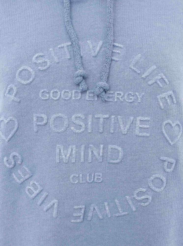 💕 Zwillingsherz Hoodie "Positive Mind" Stempeldruck Baumwolle Jeansblau