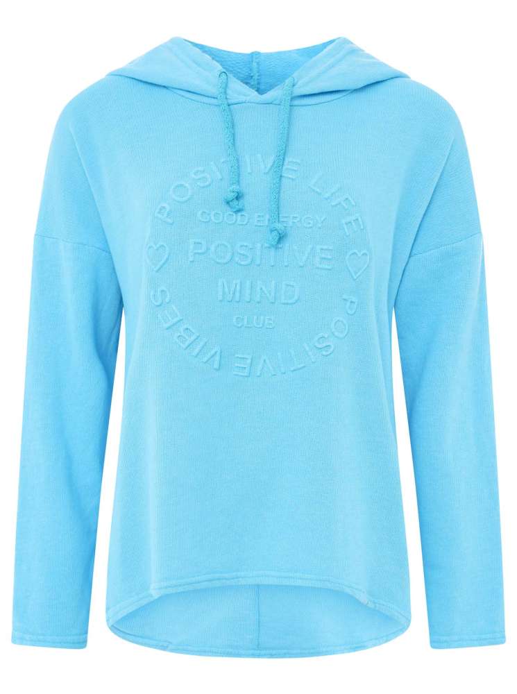 💕 Zwillingsherz Hoodie "Positive Mind" Stempeldruck Baumwolle Türkis