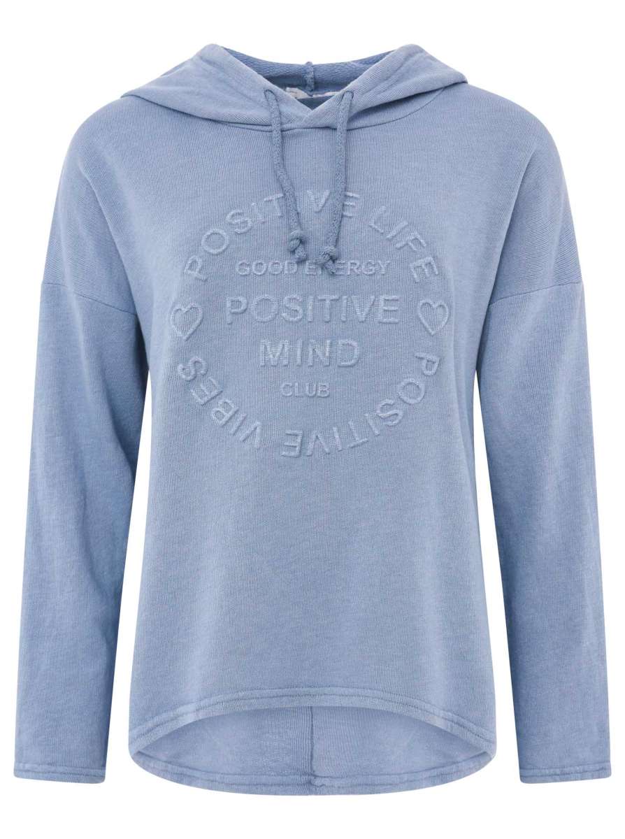 💕 Zwillingsherz Hoodie "Positive Mind" Stempeldruck Baumwolle Jeansblau