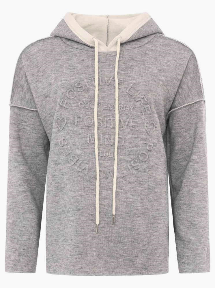 💕 Zwillingsherz Hoodie Double Face "Positive Mind" Stempeldruck Grau