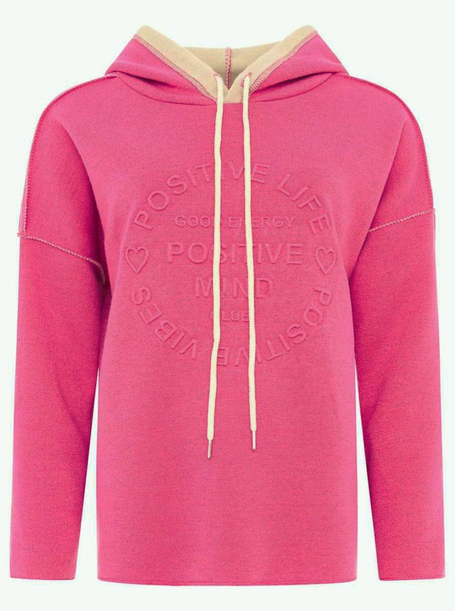 💕 Zwillingsherz Hoodie Double Face "Positive Mind" Stempeldruck Pink