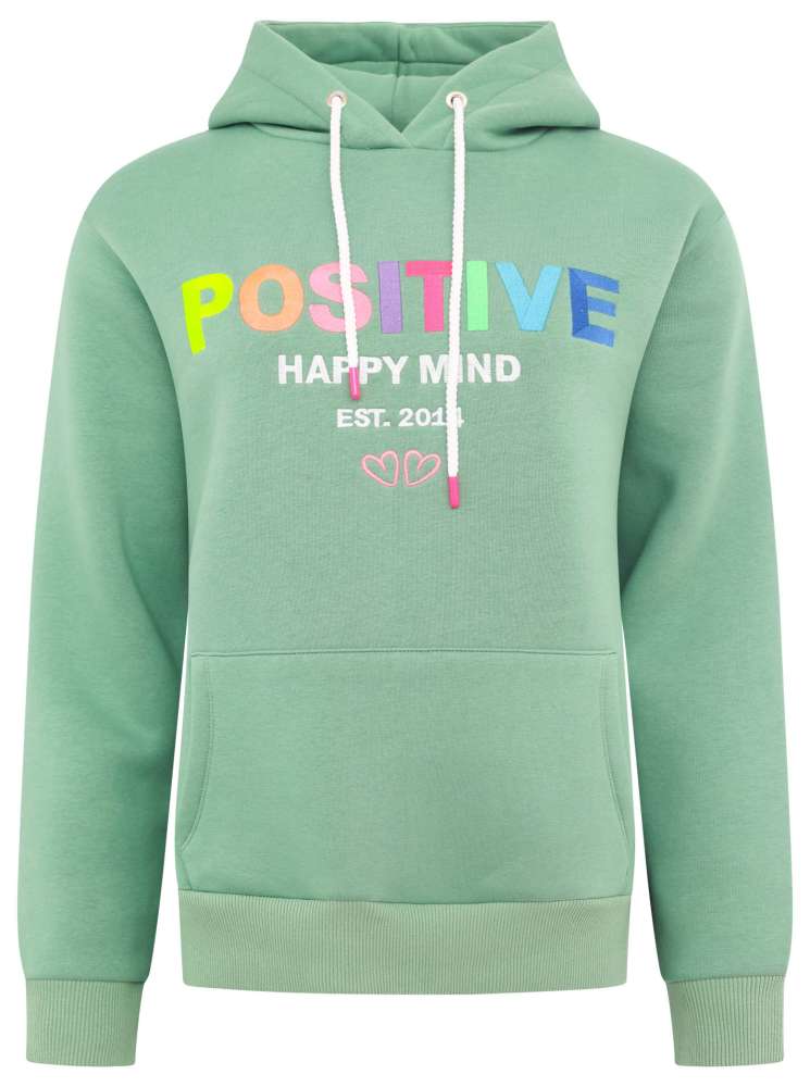 💕 Zwillingsherz Sweatshirt Hoodie "Positive" Sweater Baumwolle Salbei