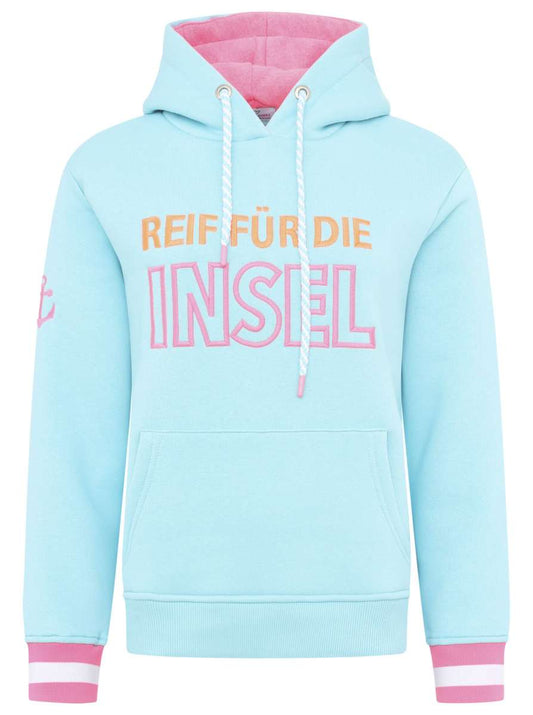 💕 Zwillingsherz Sweatshirt Hoodie "Reif für die Insel" Sweater Baumwolle Türkis