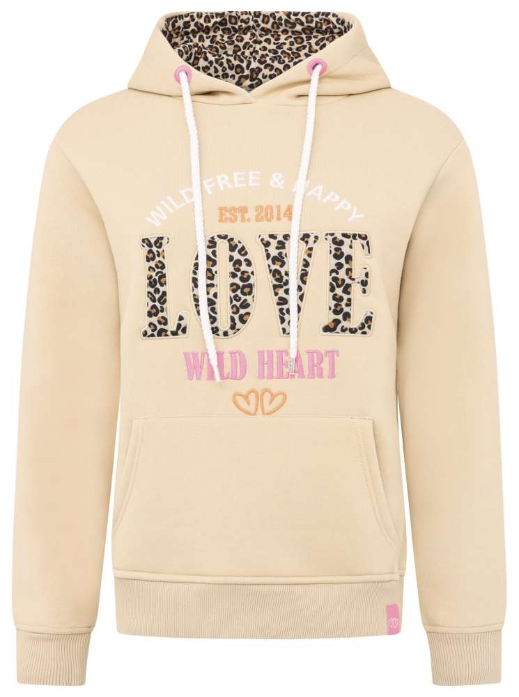 💕 Zwillingsherz Sweatshirt Hoodie "Wild Love" Sweater Baumwolle Beige