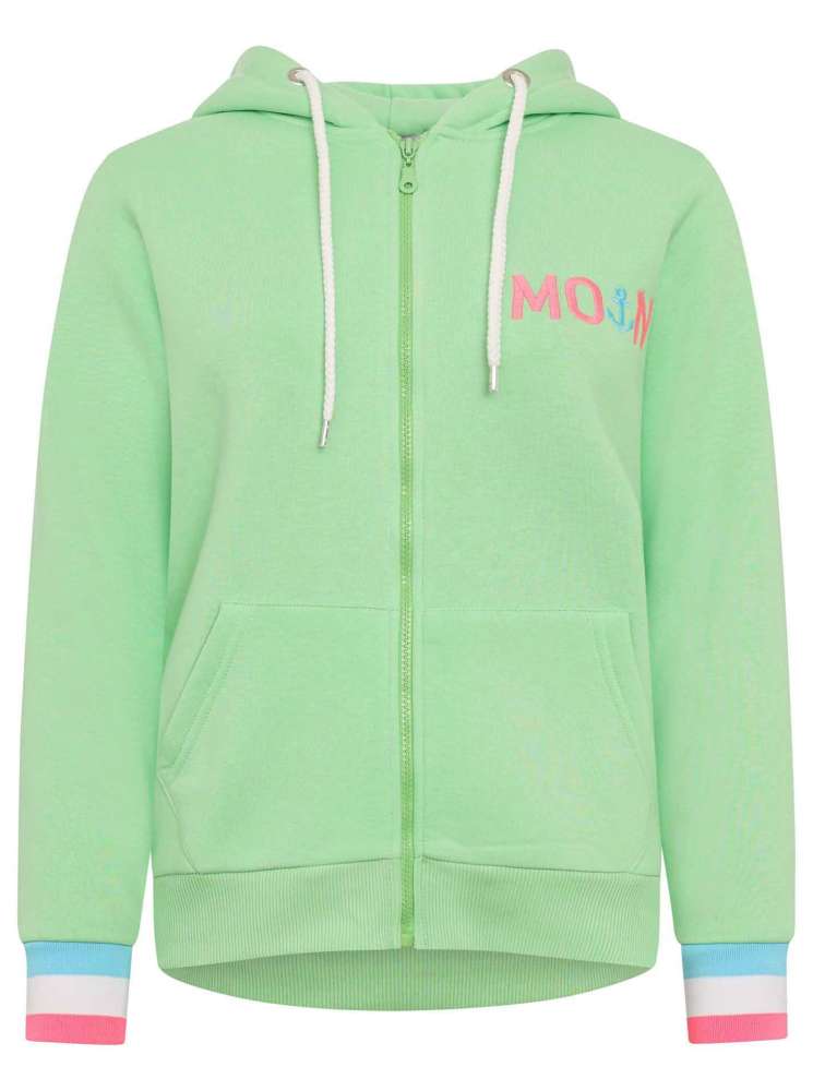 💕 Zwillingsherz Zip Hoodie Sweatshirt Jacke "MoinZH" Sweater Baumwolle Hellgrün