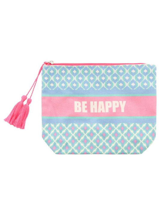 💕 Zwillingsherz Kosmetiktasche "Be Happy" Pouch Türkis