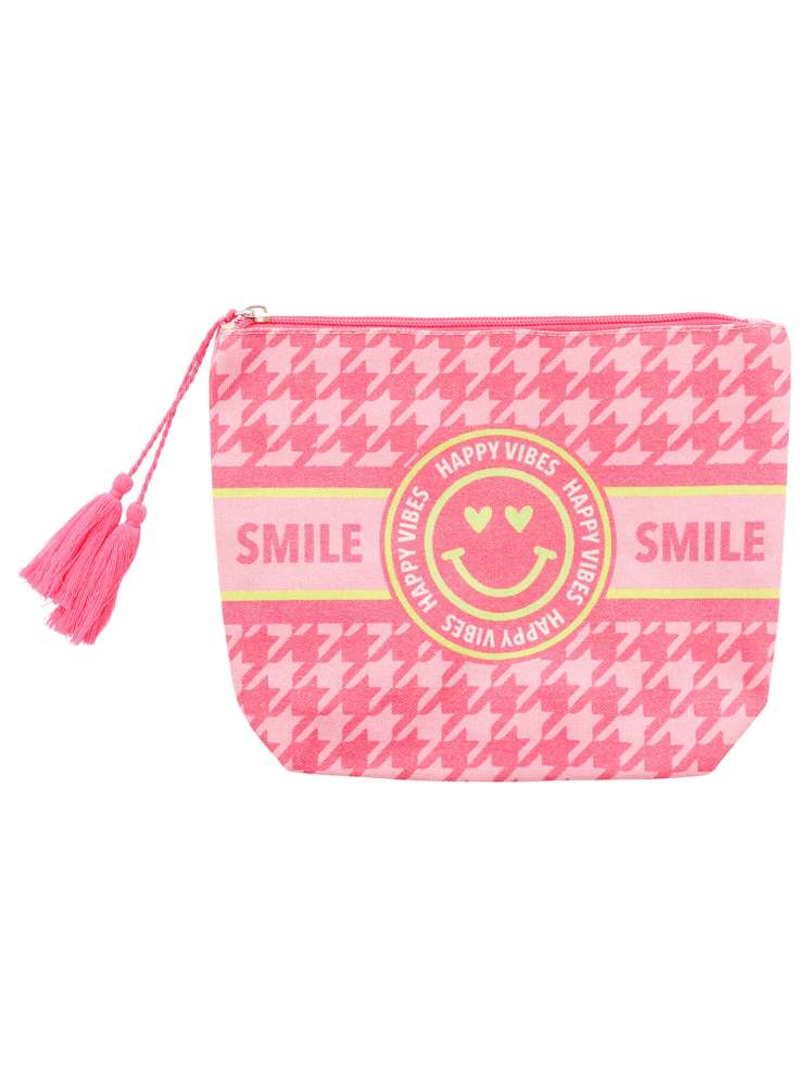 💕 Zwillingsherz Kosmetiktasche "Happy Vibes & Smile" Pouch Pink