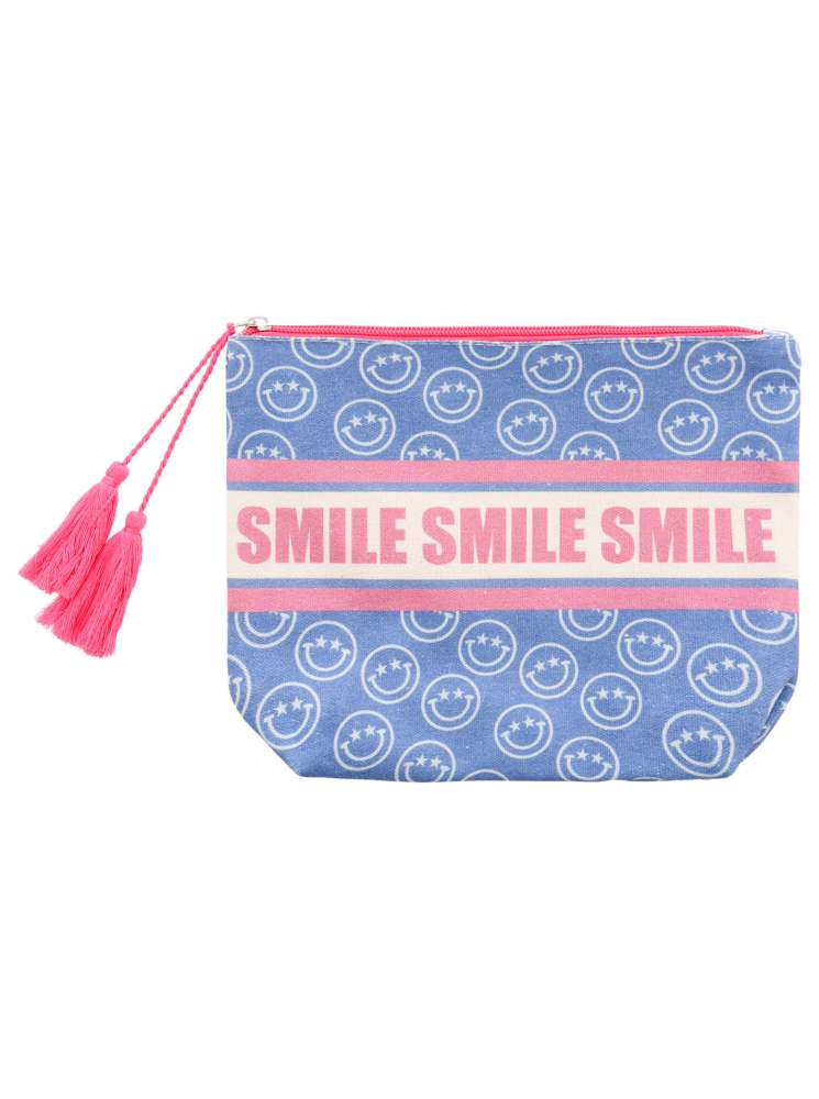 💕 Zwillingsherz Kosmetiktasche "Smile Smile Smile" Pouch Blau