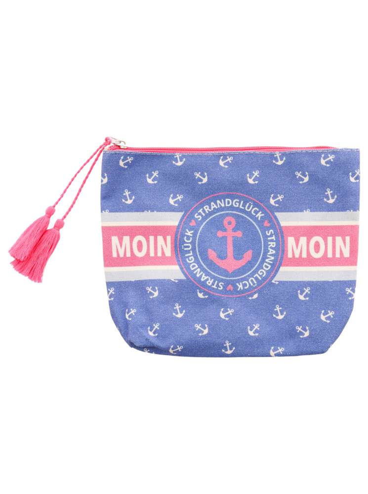 💕 Zwillingsherz Kosmetiktasche "Moin Strandglück" Pouch Blau