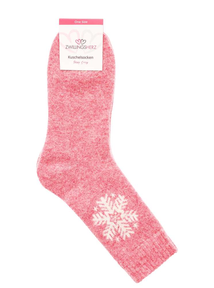 💕 Zwillingsherz Socken "Schneeflocke" Kuschelsocken Rosa