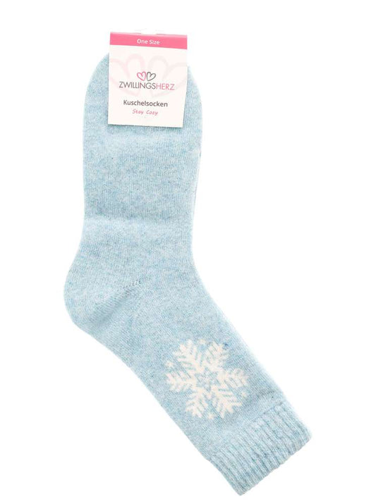 💕 Zwillingsherz Socken "Schneeflocke" Kuschelsocken Türkis