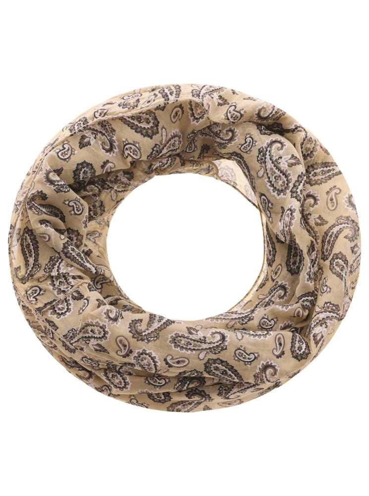 Loop Schal Tuch "Paisley" Baumwolle Seide Beige