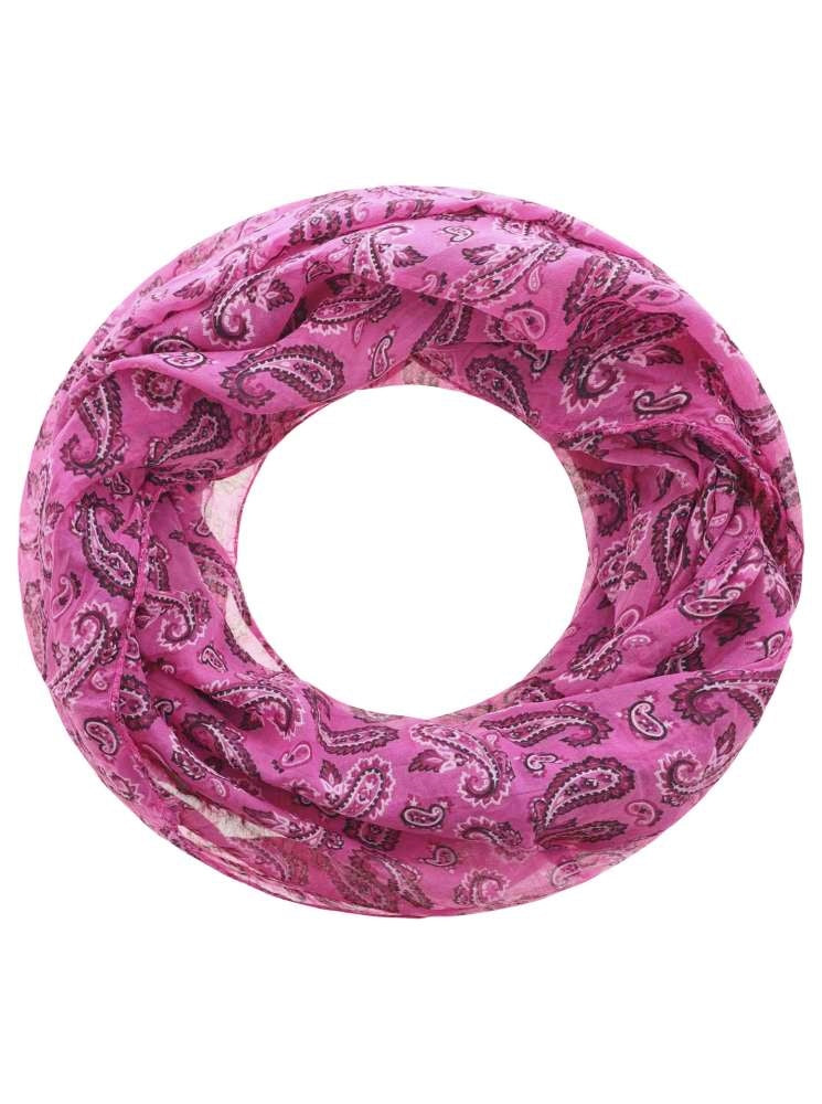 Loop Schal Tuch "Paisley" Baumwolle Seide Pink