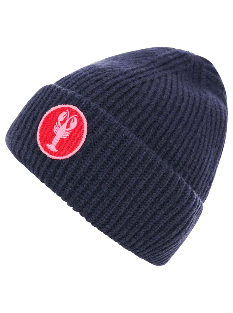 💕 Zwillingsherz Mütze "Lobster" Blogger Beanie Wolle Navy