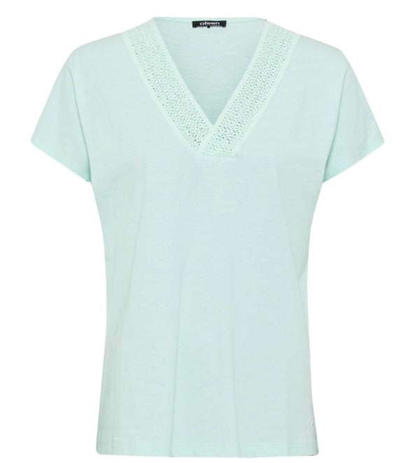 Olsen Shirt Cosima Kurzarm 111004875 Mint Blue