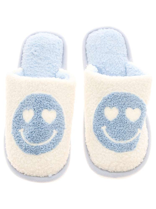 💕 Zwillingsherz Hausschuh "Smiley" Pantoffeln Hellblau