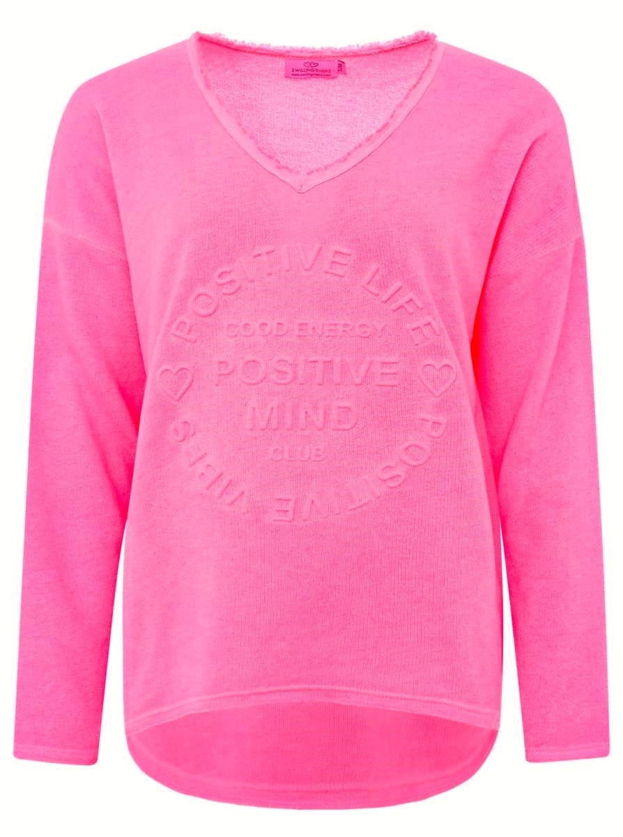 💕 Zwillingsherz Pullover Pulli "Elisabeth" Baumwolle Neonpink