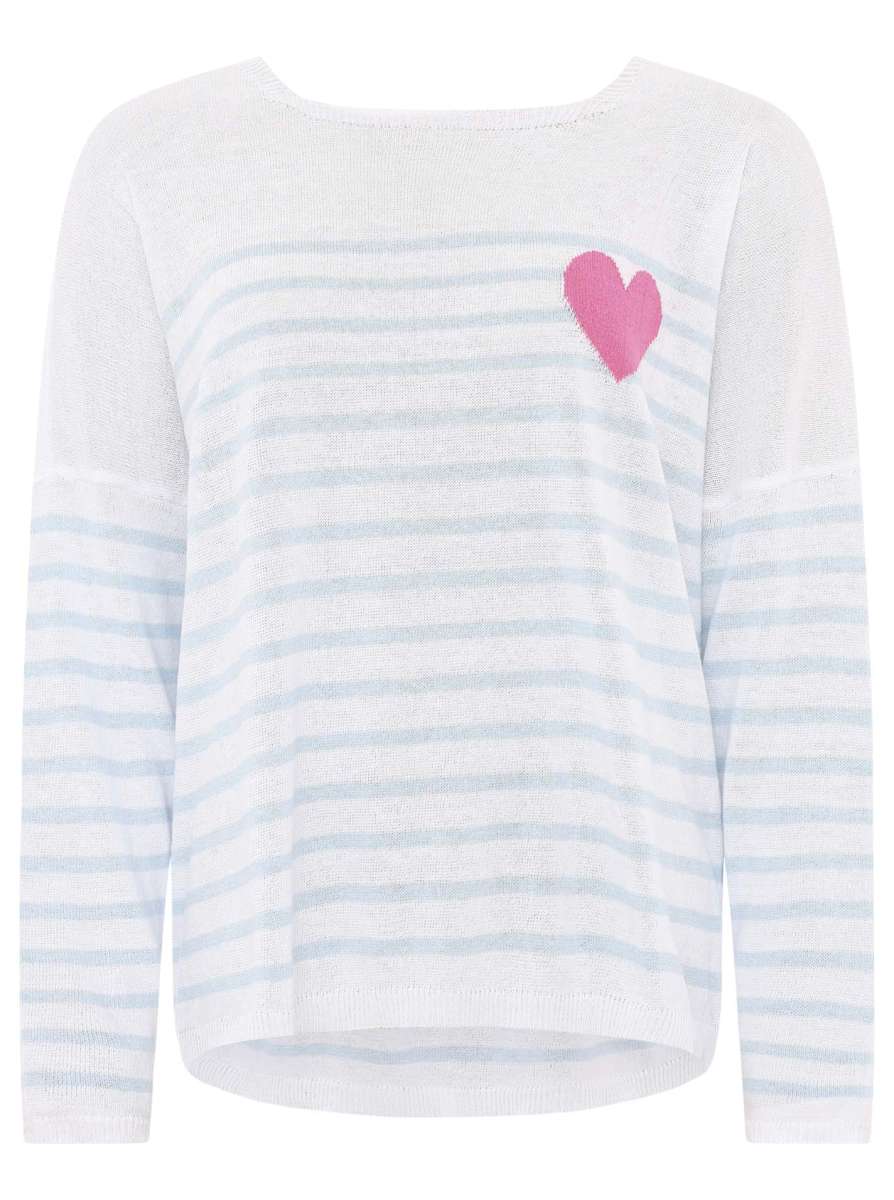 💕 Zwillingsherz Pulli "Liebe" 100 % Baumwolle Weiß Hellblau