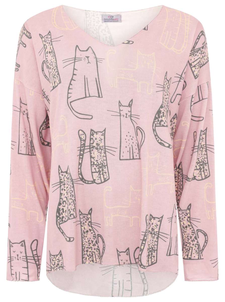 💕 Zwillingsherz Pullover "Katze" Rosa