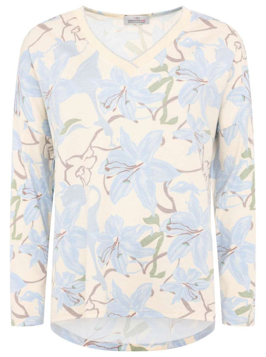 💕 Zwillingsherz Pullover "Lilien & Glitzer" Blau