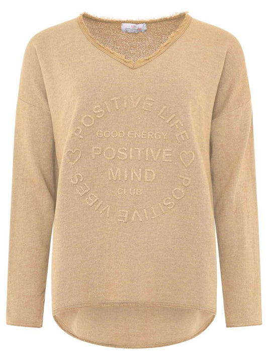 💕 Zwillingsherz Pullover Pulli "Elisabeth" Baumwolle Camel