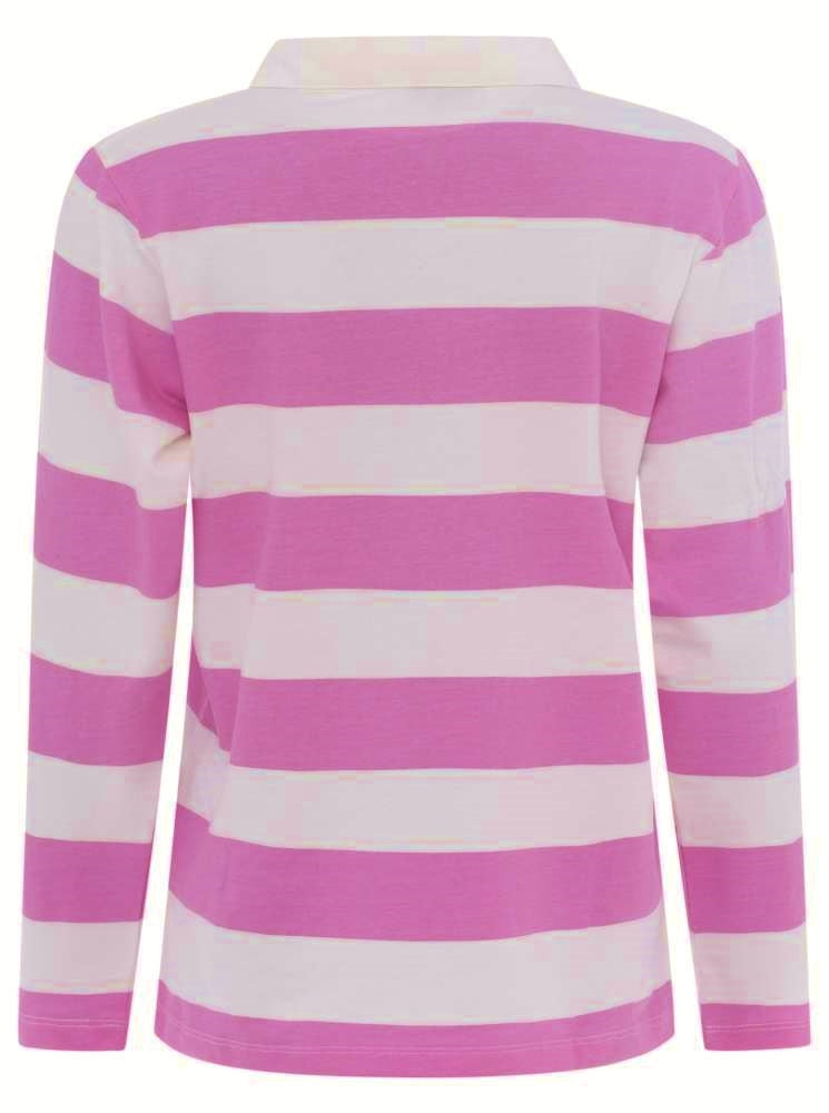 💕 Zwillingsherz Rugby Hemd "Streifen" Langarmshirt  100 % Baumwolle Pink