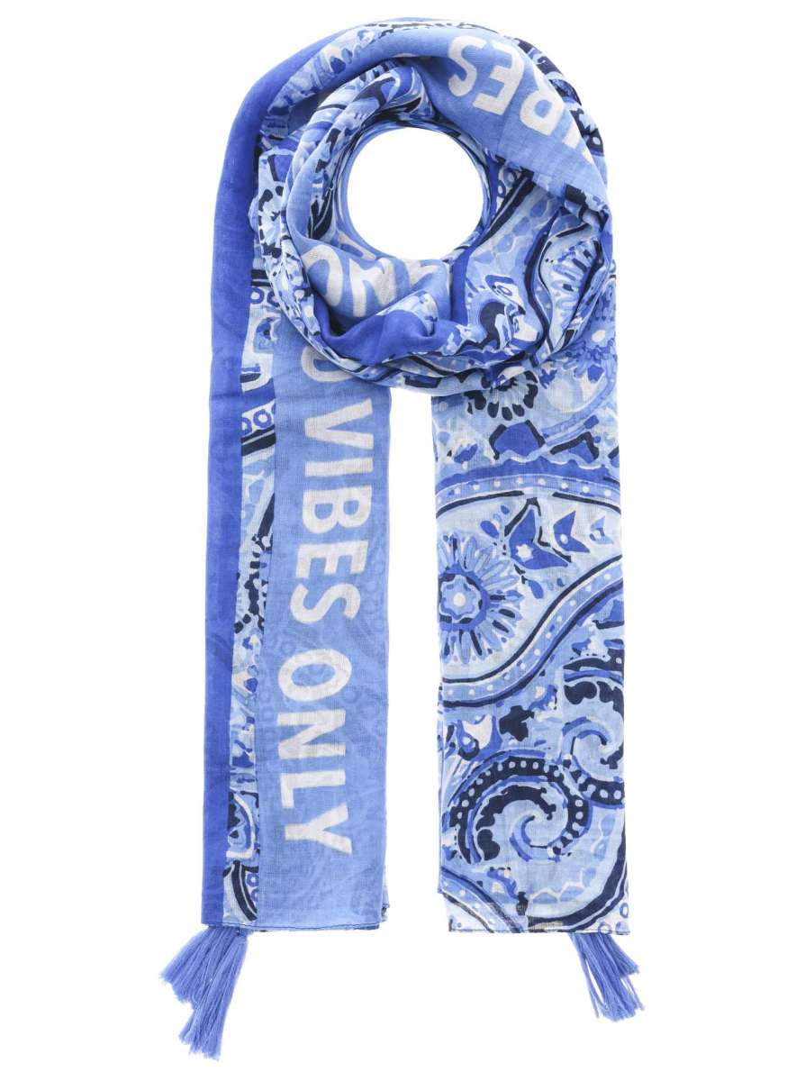 💕 Zwillingsherz Schal "Good Vibes Paisley" 100 % Viskose Blau