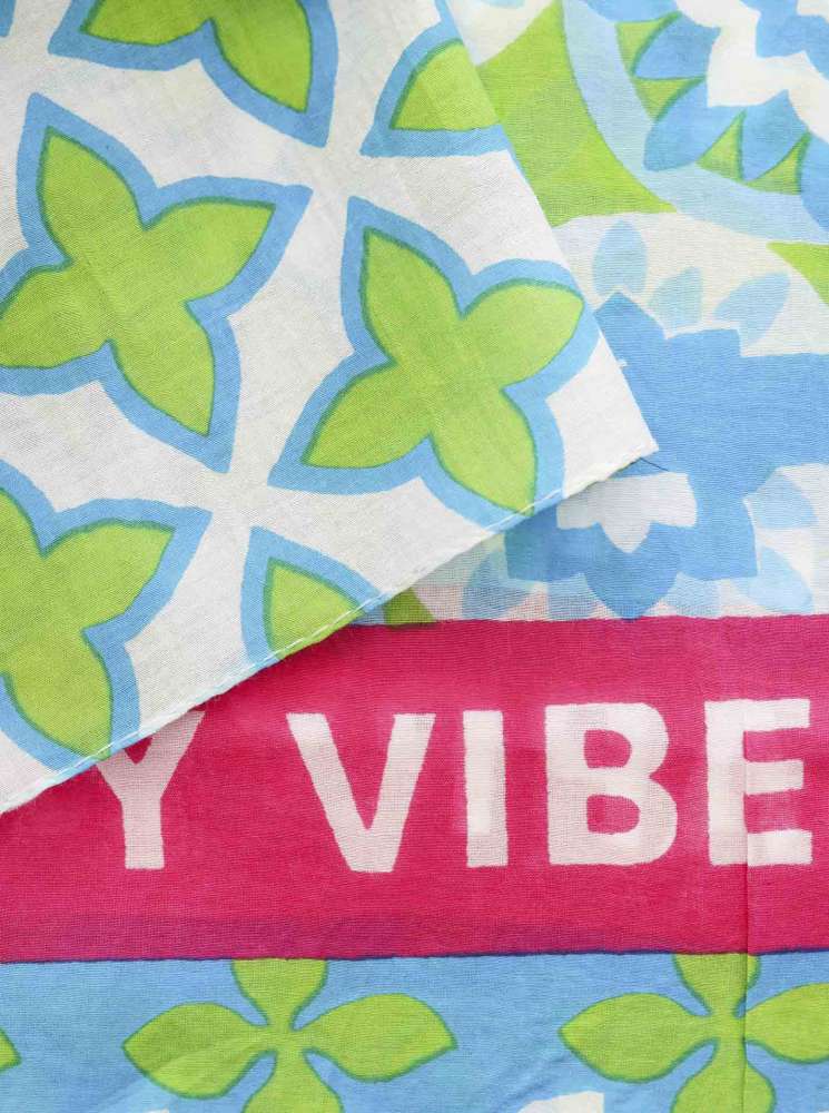 💕 Zwillingsherz Schal Tuch "Happy Vibes Mustermix" Türkis Lime