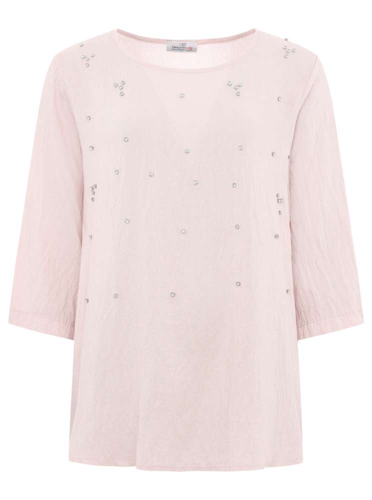 💕 Zwillingsherz Shirt "Glitzersteine" Oversized Baumwolle Rosa