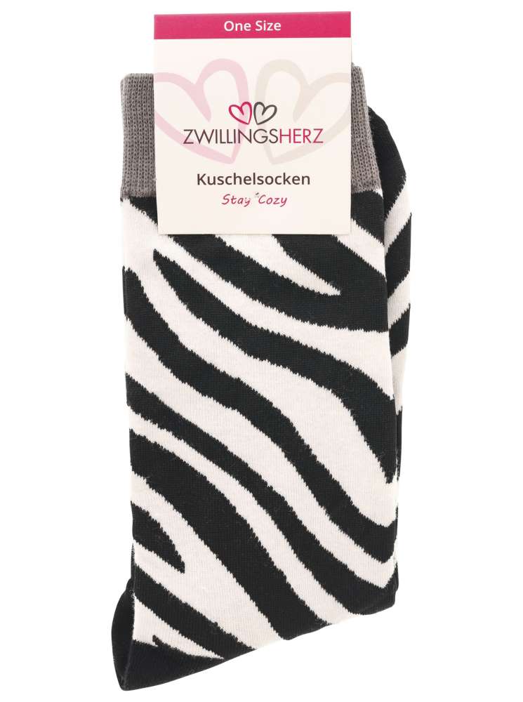 💕 Zwillingsherz Socken "Zebra" Schwarz Weiß