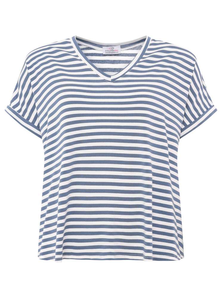 💕 Zwillingsherz Shirt "Maritime Streifen" Viskose Blau