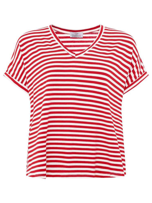 💕 Zwillingsherz Shirt "Maritime Streifen" Viskose Rot