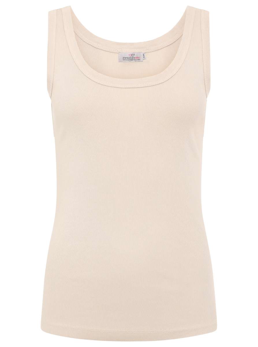 💕 Zwillingsherz Top "Rippe" Tanktop Beige