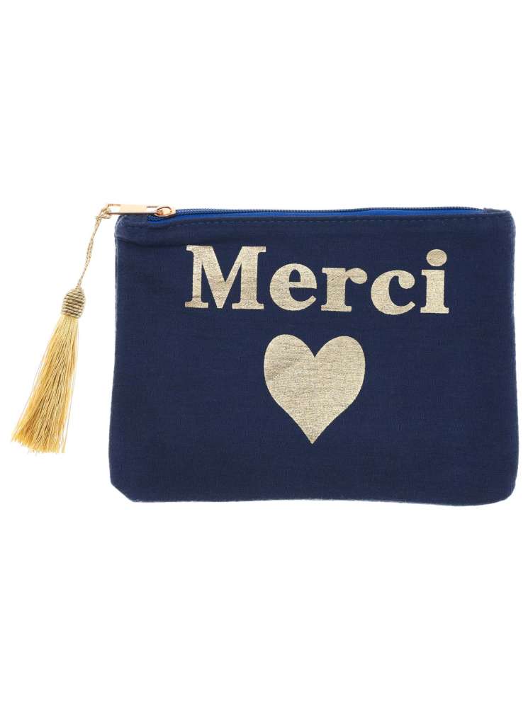 💕 Zwillingsherz Kosmetiktasche "Merci" Danke Pouch Blau