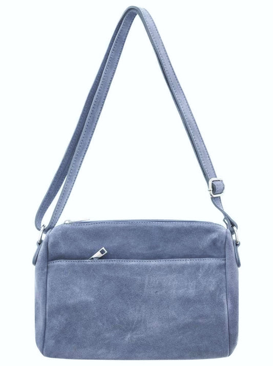 Tasche "Wildleder" Jeansblau mittelgroß