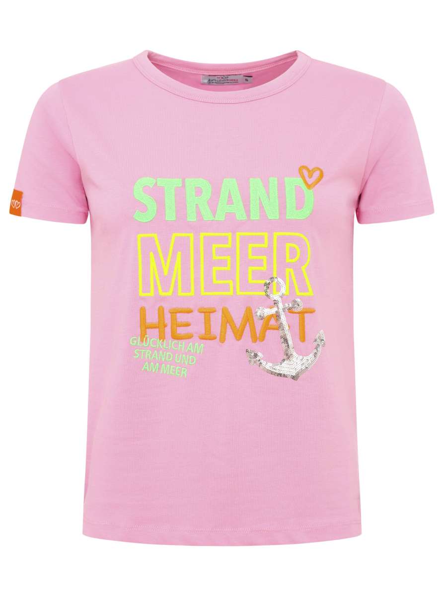 💕 Zwillingsherz Shirt "Strand Meer Heimat" Baumwolle Jersey Pink