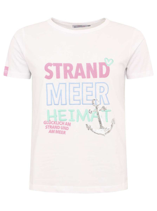 💕 Zwillingsherz Shirt "Strand Meer Heimat" Baumwolle Jersey Weiß