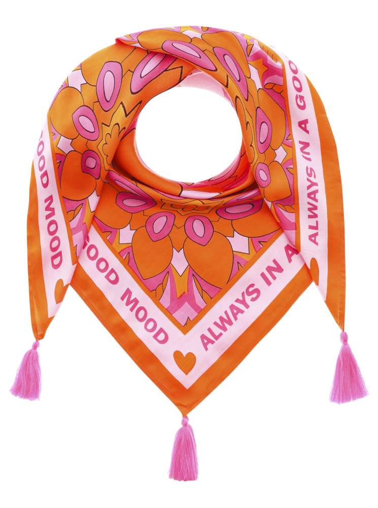 💕 Zwillingsherz Dreieckstuch "Always in a good mood" Bambus Pink Orange