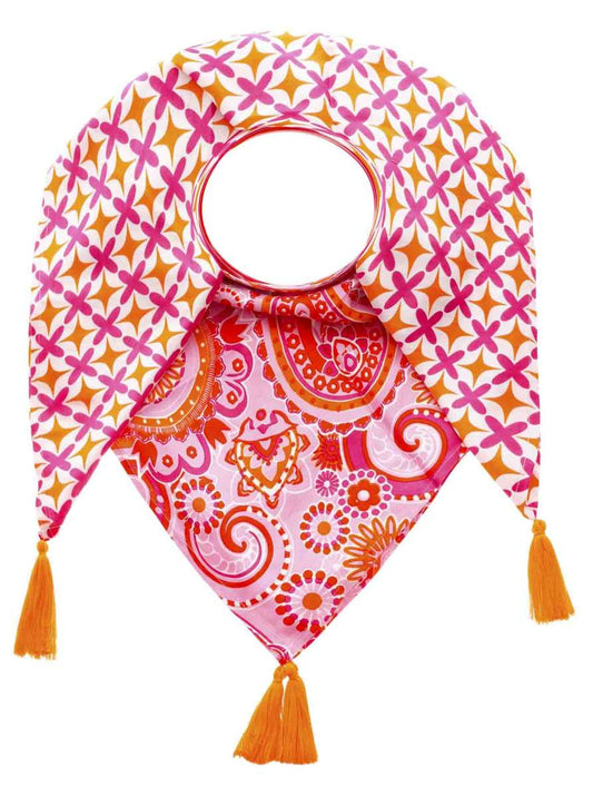 💕 Zwillingsherz Dreieckstuch "Happy Paisley" Rosa Viereck Bambus nachhaltig organic