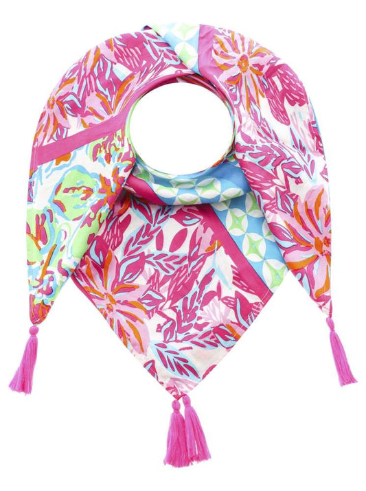 💕 Zwillingsherz Dreieckstuch "Hawaii Blume" Pink Viereck Bambus nachhaltig organic