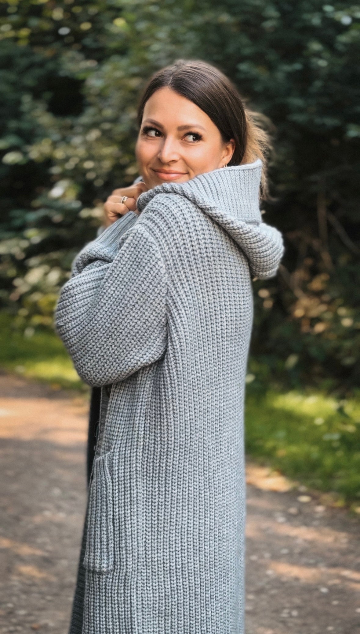 💕 Zwillingsherz Strickjacke "Katinka" Strickmantel Knöpfe Hellgrau